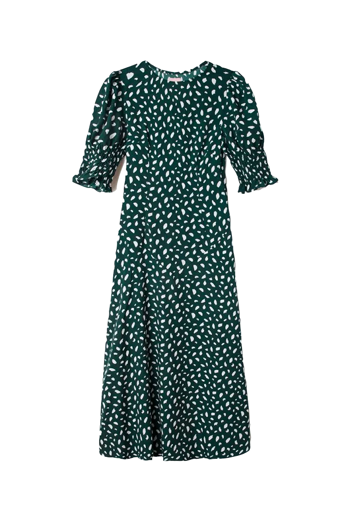 Vestido largo abullonado - ECRU