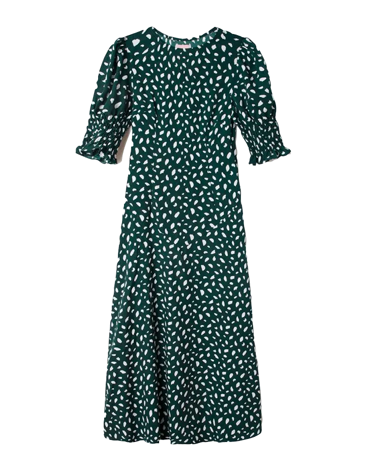 Vestido largo abullonado - ECRU