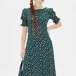 Vestido largo abullonado - ECRU