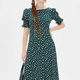 Vestido largo abullonado - ECRU