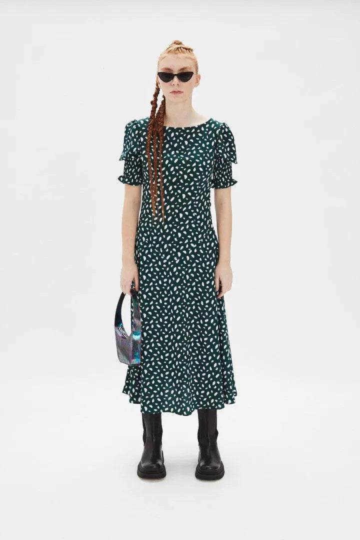 Vestido largo abullonado - ECRU