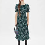 Vestido largo abullonado - ECRU