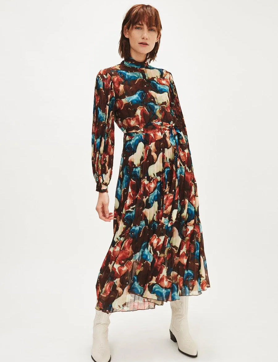 Vestido Largo Caballos - ECRU