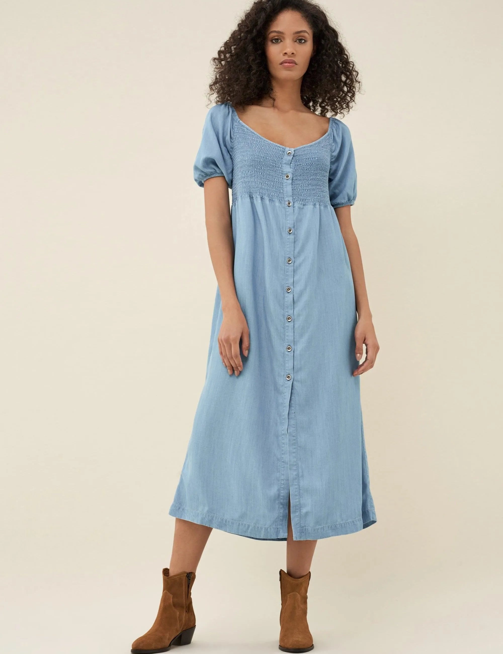 Vestido largo de Tencel - ECRU