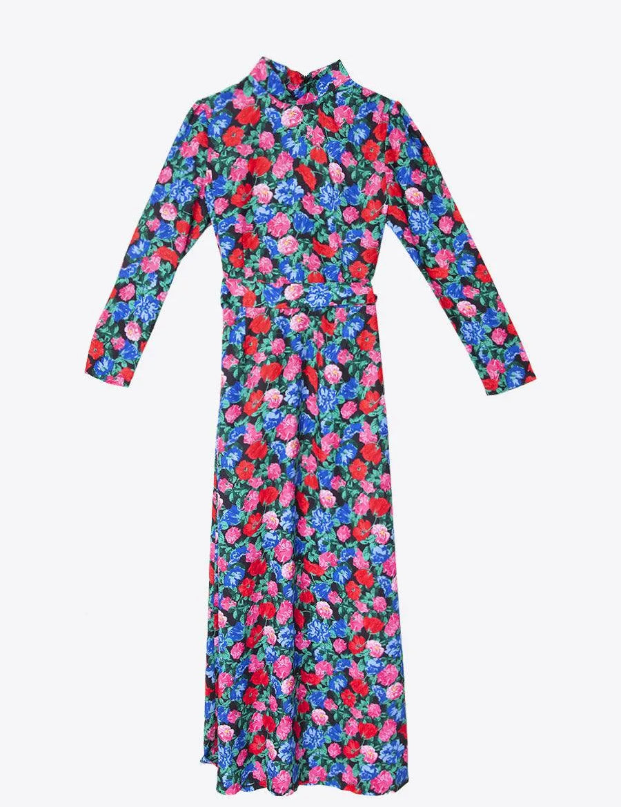 Vestido Largo Flores - ECRU