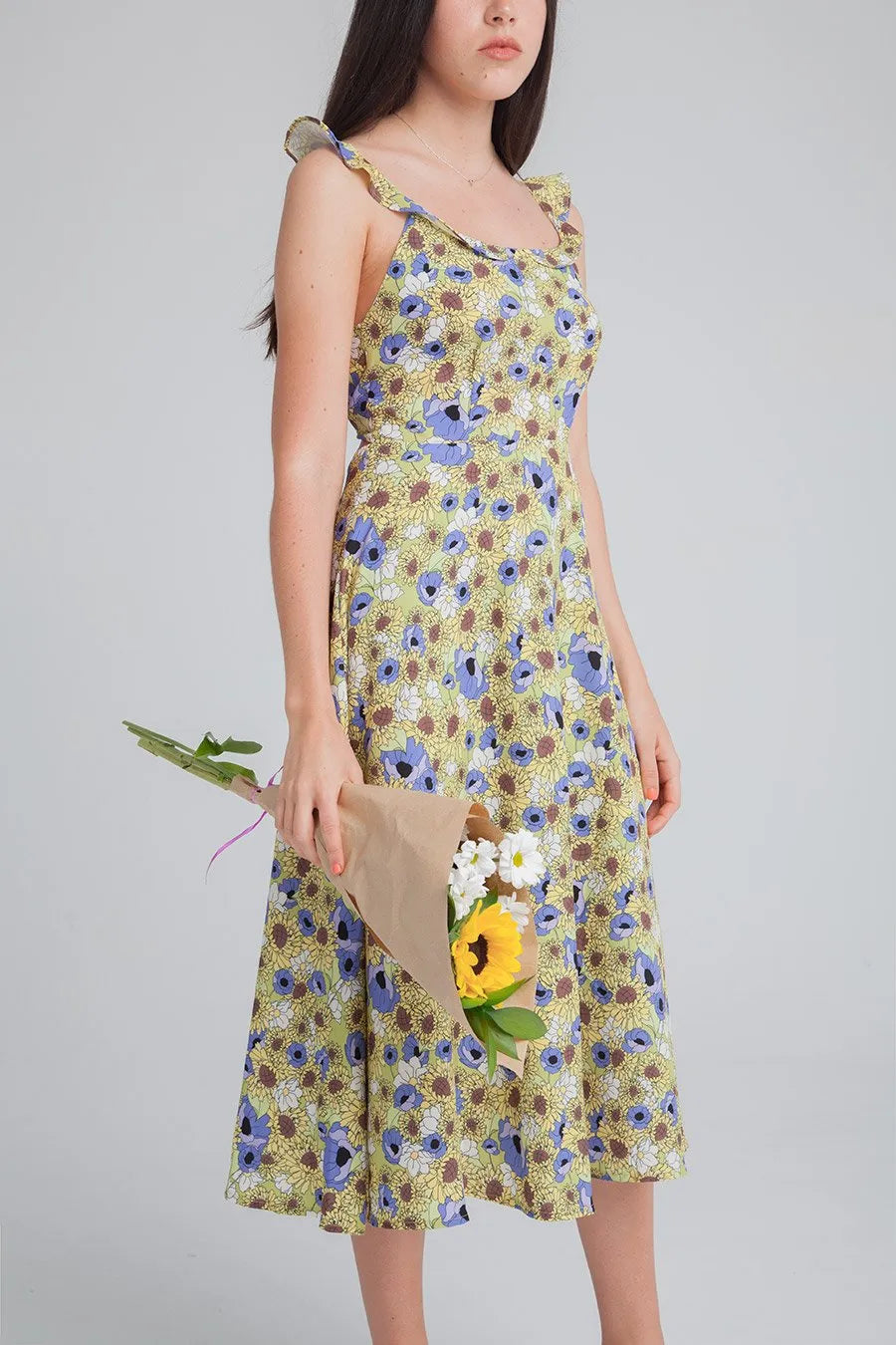 Vestido Largo Girasoles - ECRU