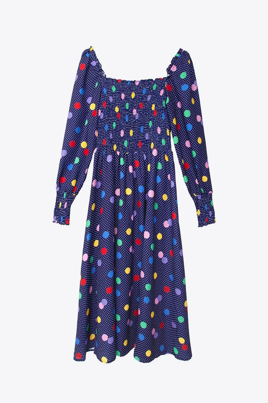 Vestido Largo Lunares - ECRU