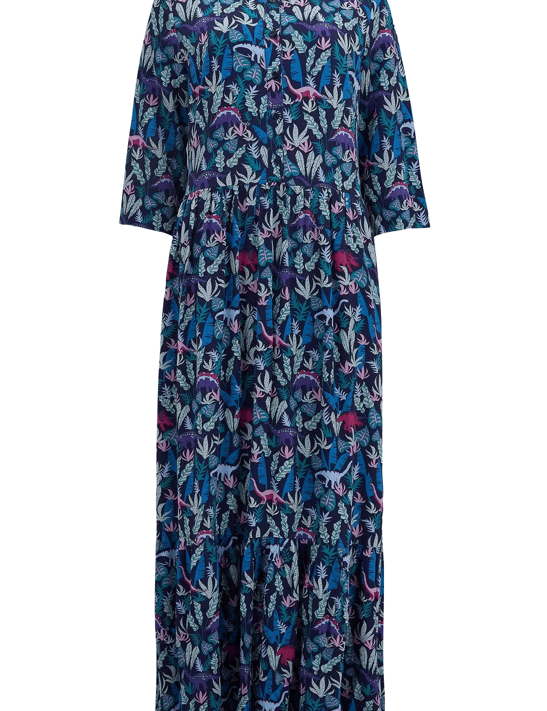 Vestido Lauren Smock Azul Marino Lost Dinosaurs - ECRU