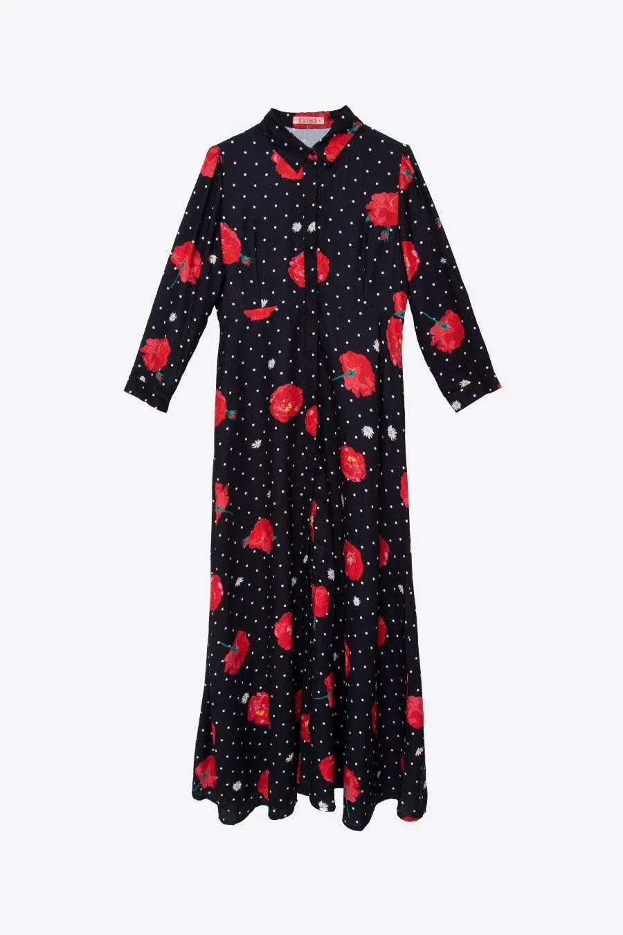 Vestido Lunares y Rosas - ECRU