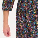 Vestido Magdalene Midi Shirred Black/Multi Ditsy Floral - ECRU