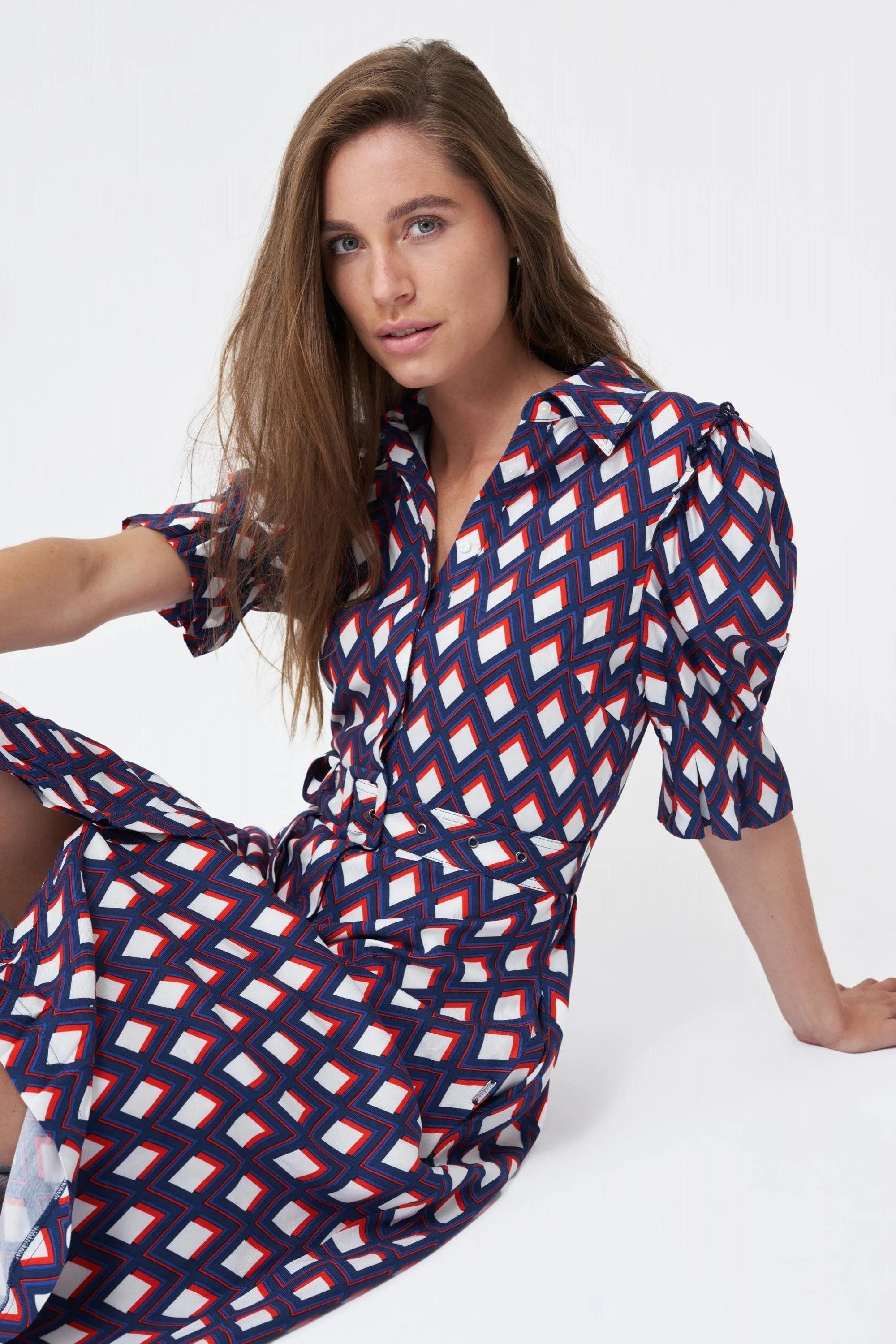 Vestido Manga Abullonada - ECRU