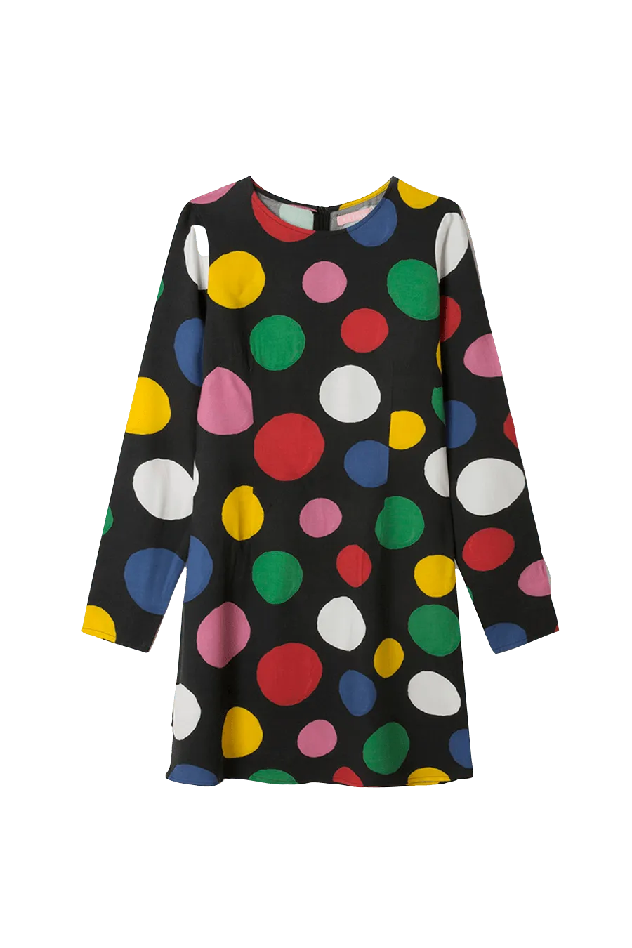 Vestido manga larga lunares - ECRU