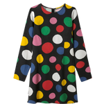 Vestido manga larga lunares - ECRU