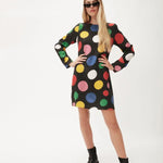 Vestido manga larga lunares - ECRU