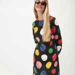 Vestido manga larga lunares - ECRU