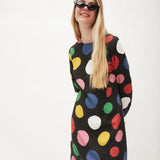 Vestido manga larga lunares - ECRU