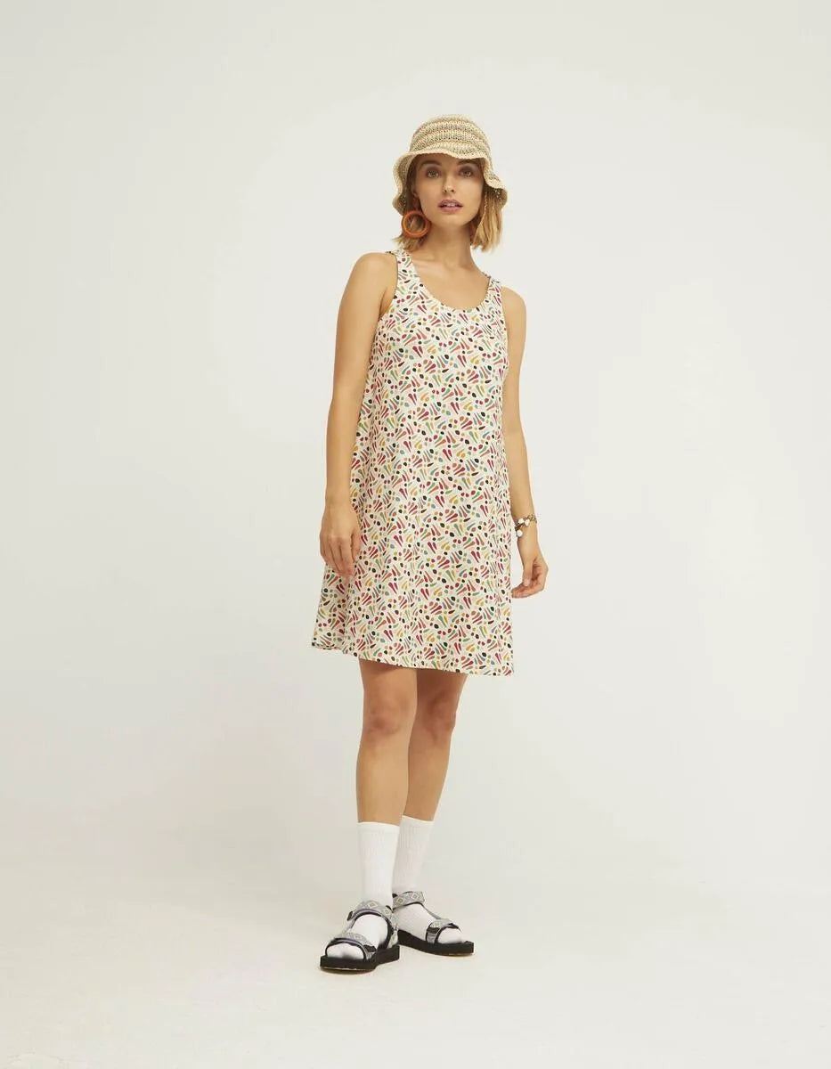 Vestido Manga Sisa Geo - ECRU