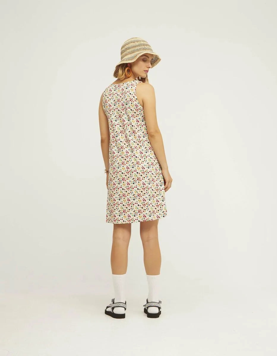 Vestido Manga Sisa Geo - ECRU