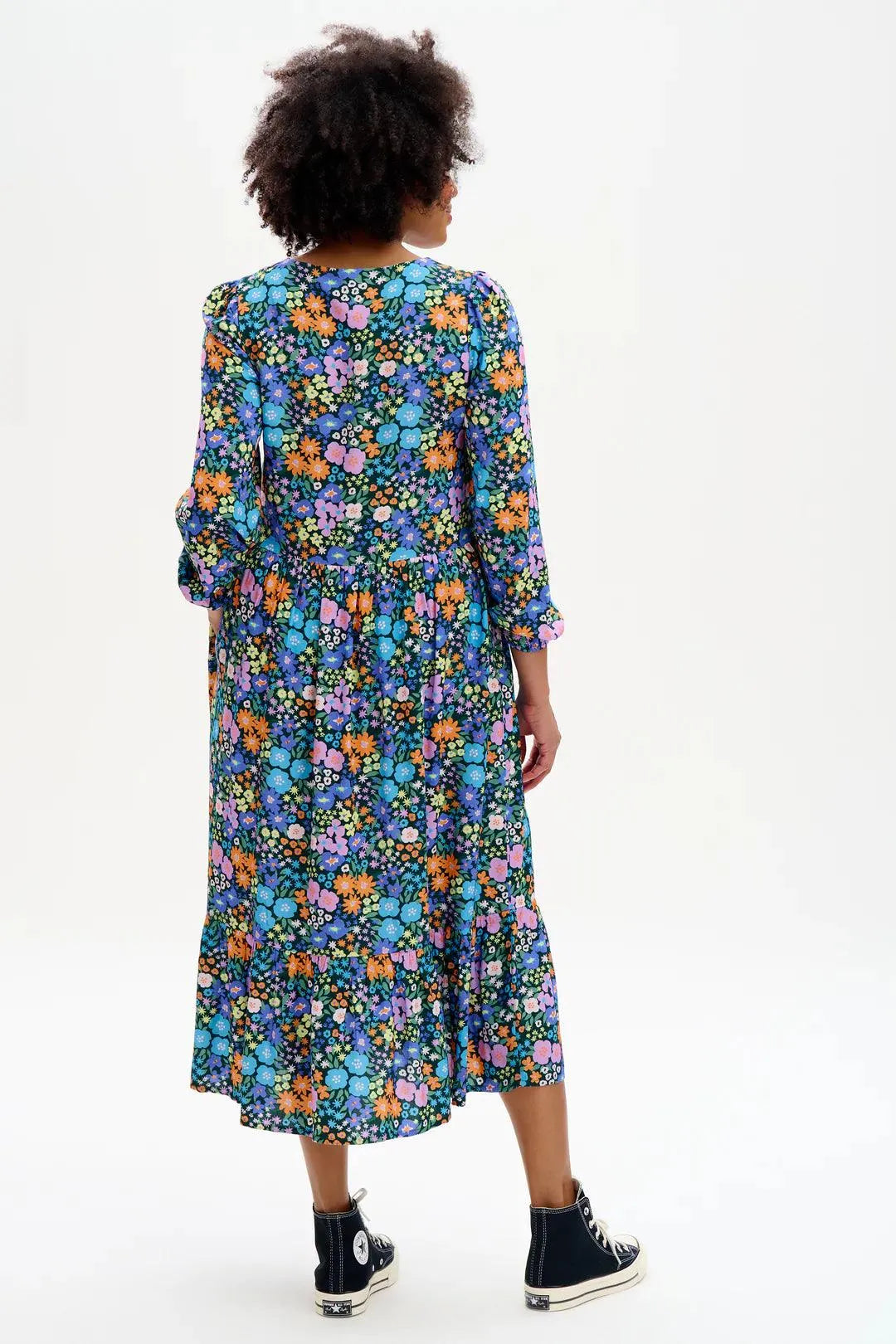 Vestido Melanie Midi Smock Multi Busy Floral - ECRU