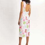 Vestido Midi Blanco Flores - ECRU