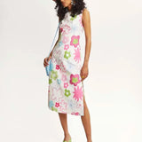 Vestido Midi Blanco Flores - ECRU