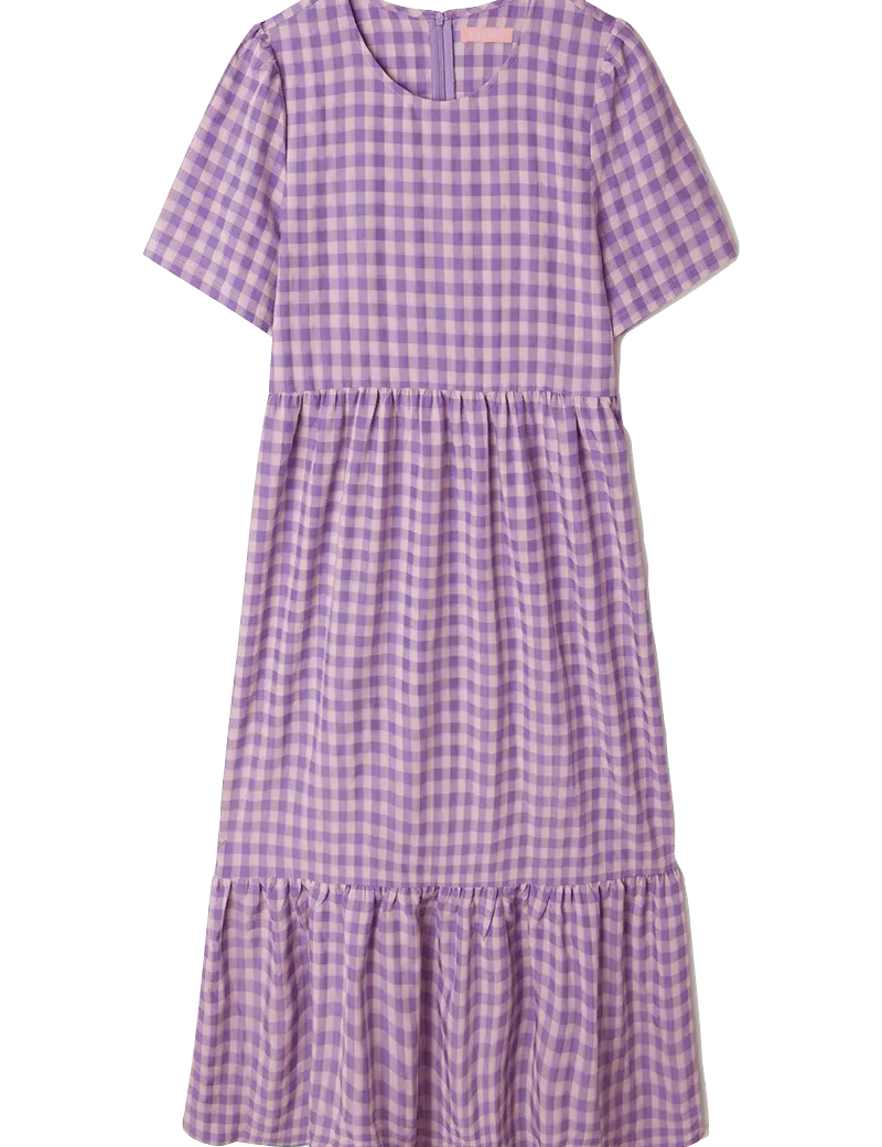 Vestido midi cuadros vichy - ECRU