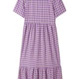 Vestido midi cuadros vichy - ECRU