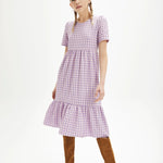 Vestido midi cuadros vichy - ECRU