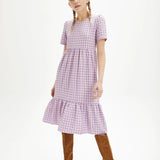 Vestido midi cuadros vichy - ECRU