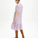 Vestido midi cuadros vichy - ECRU