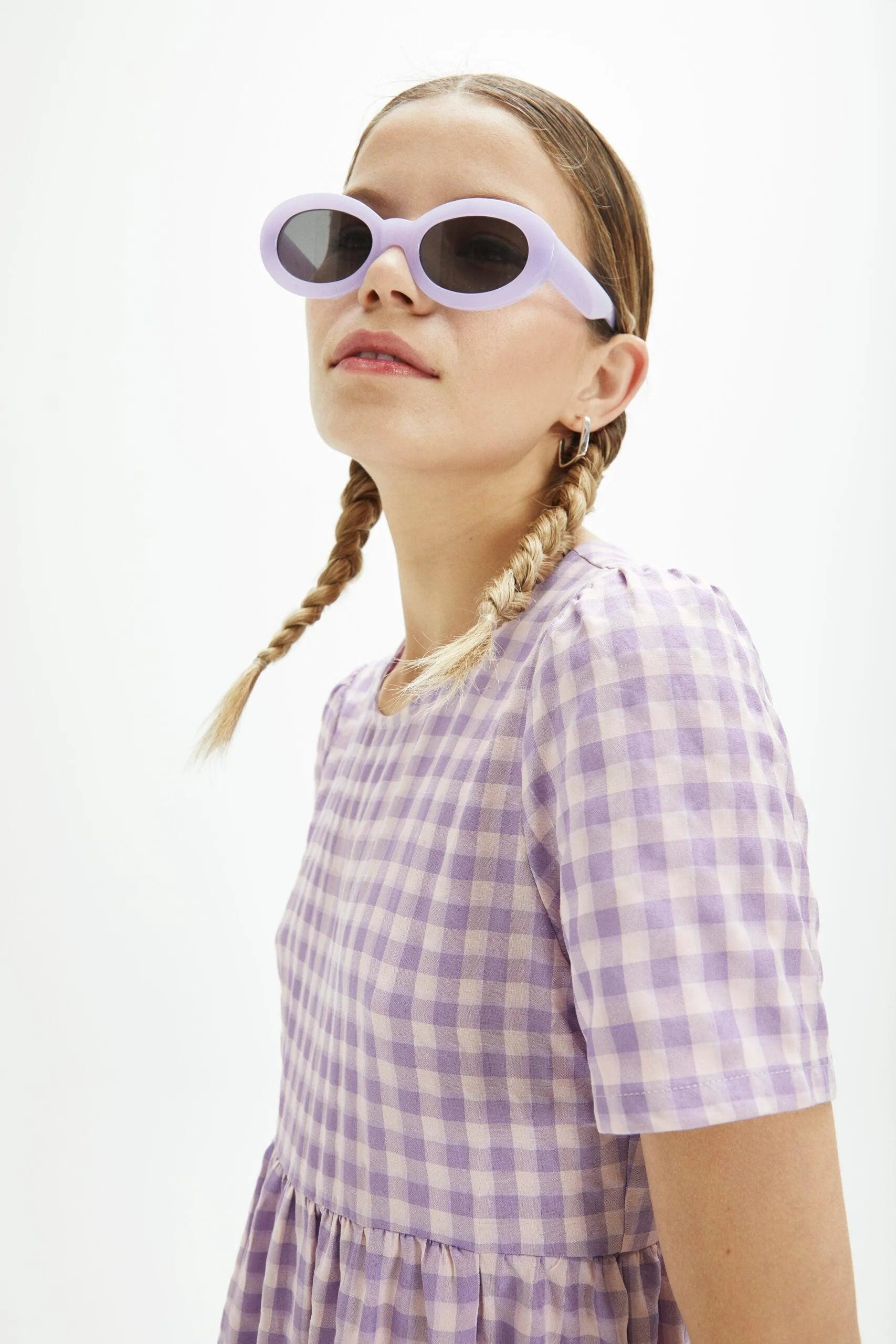 Vestido midi cuadros vichy - ECRU