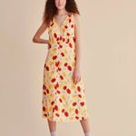 Vestido Midi Flores - ECRU