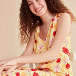 Vestido Midi Flores - ECRU