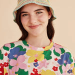 Vestido midi flores - ECRU