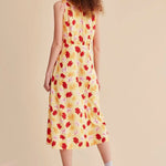 Vestido Midi Flores - ECRU