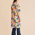 Vestido midi flores - ECRU