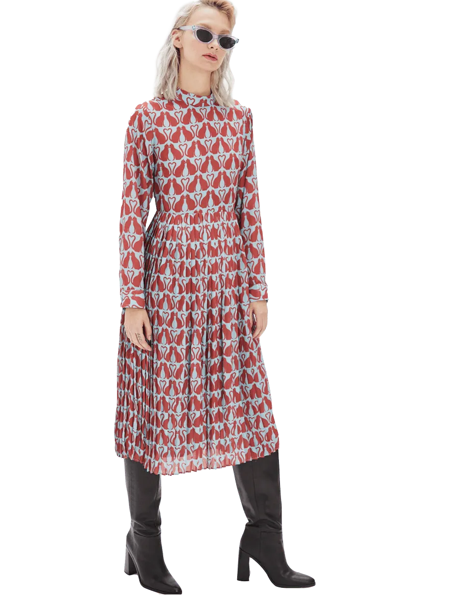 Vestido Midi Gatos - ECRU