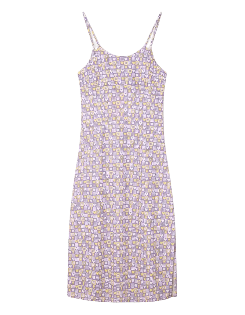 Vestido midi lencero corazones - ECRU