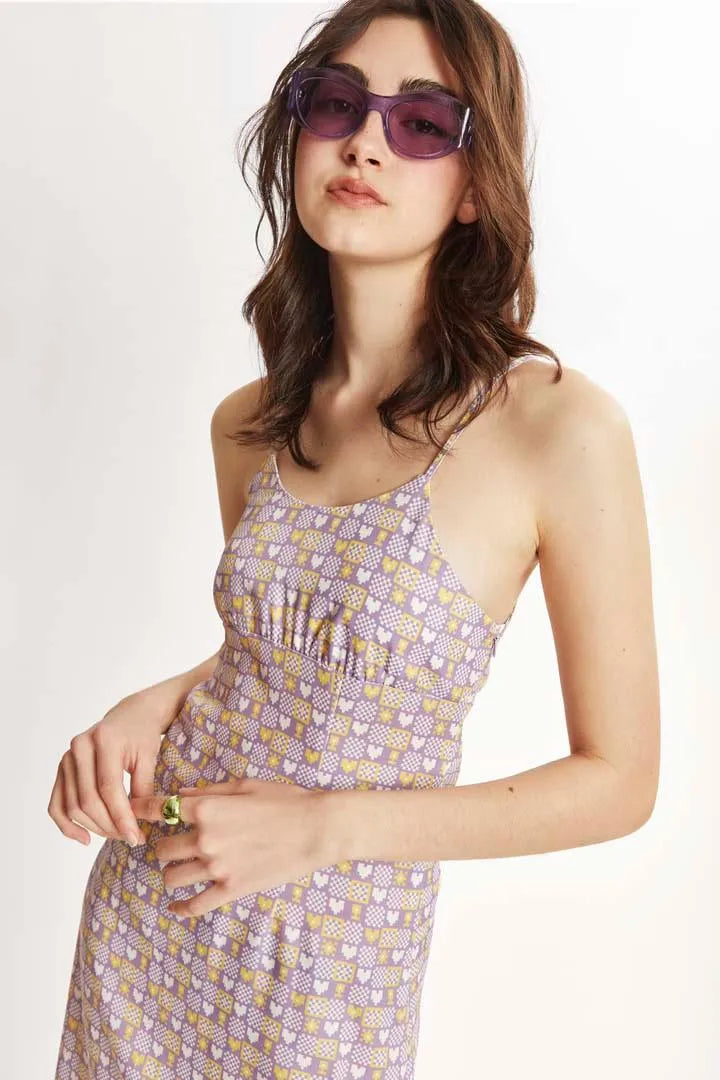 Vestido midi lencero corazones - ECRU