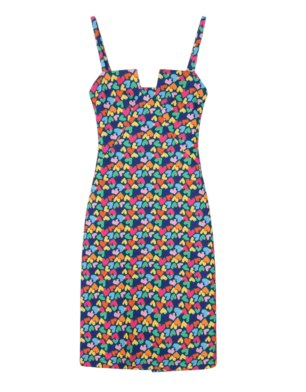 Vestido midi tirantes corazones - ECRU