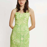 Vestido midi tirantes - ECRU