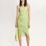 Vestido midi tirantes - ECRU