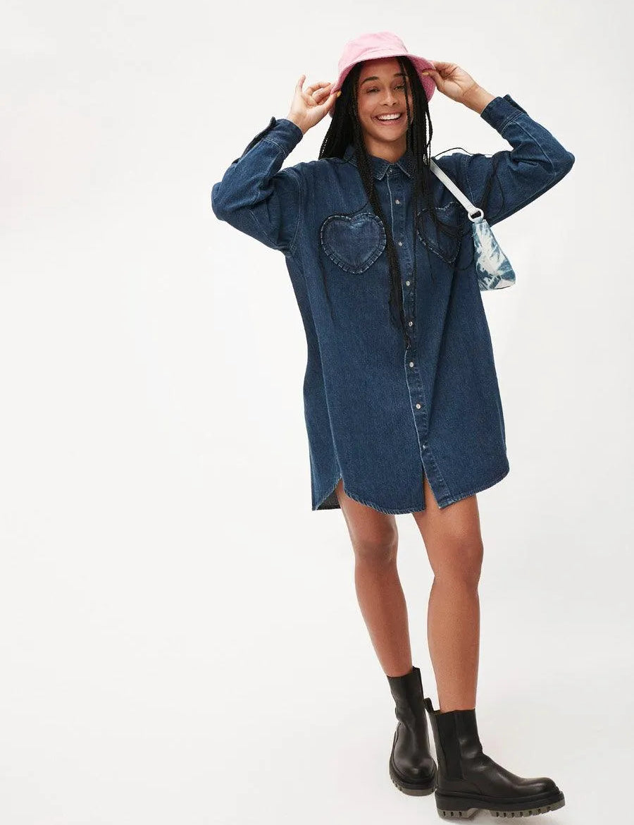 Vestido Midi Vaquero Volante - ECRU