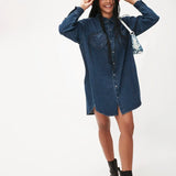 Vestido Midi Vaquero Volante - ECRU