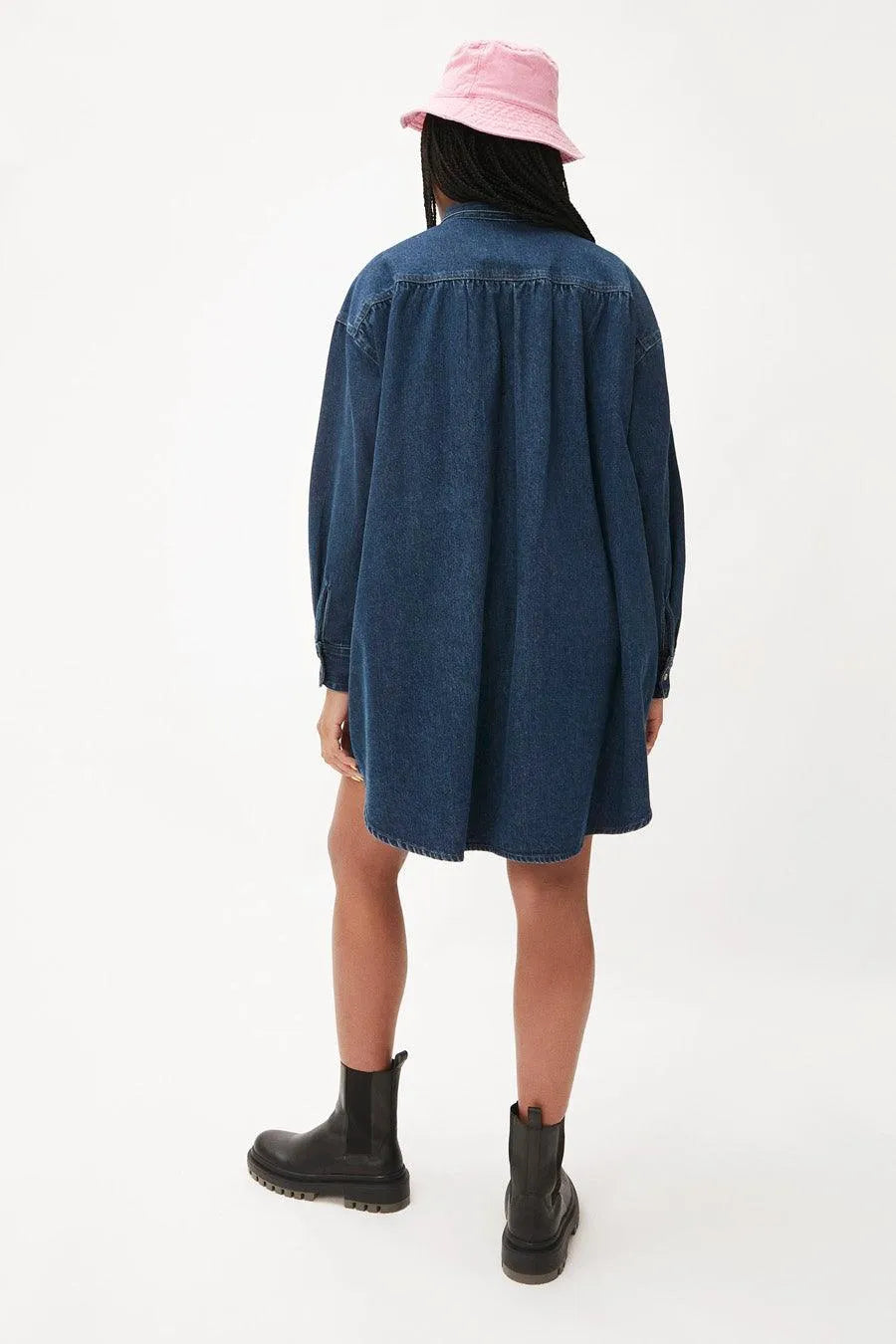 Vestido Midi Vaquero Volante - ECRU