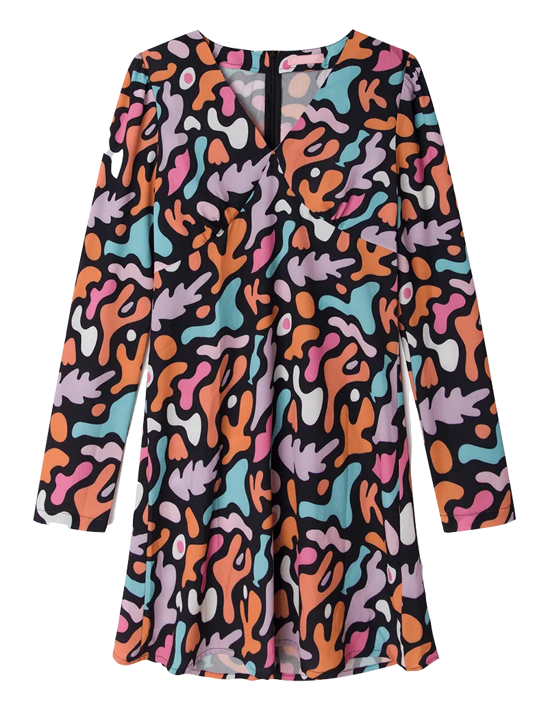 Vestido mini estampado - ECRU