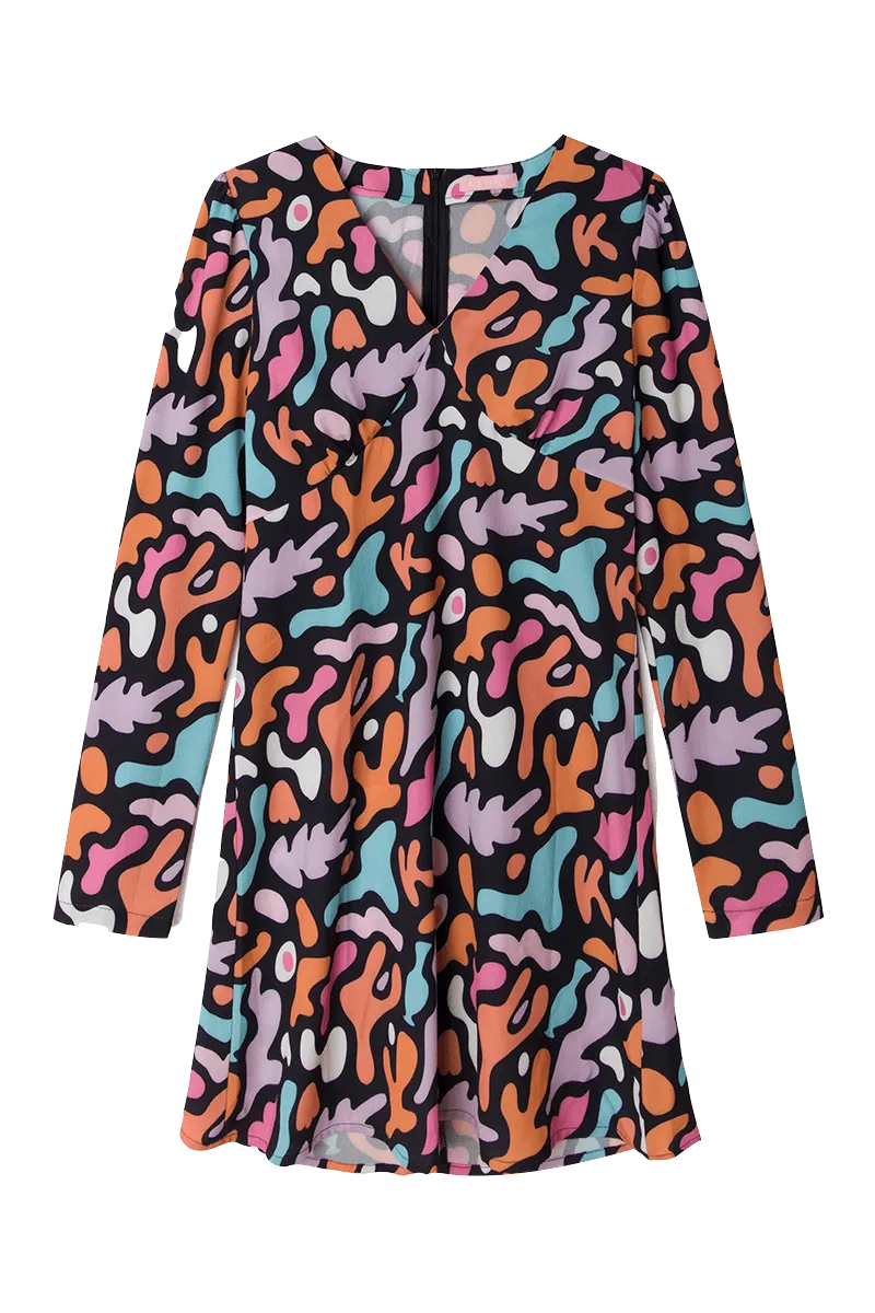 Vestido mini estampado - ECRU