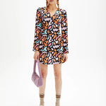 Vestido mini estampado - ECRU