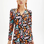 Vestido mini estampado - ECRU