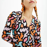 Vestido mini estampado - ECRU